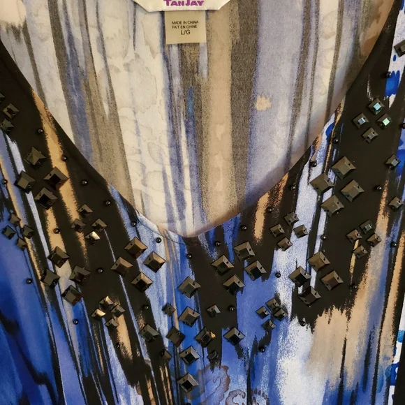 Tribal Women's Vivid Blue and Black Patterned Blouse - Picture 2 of 2